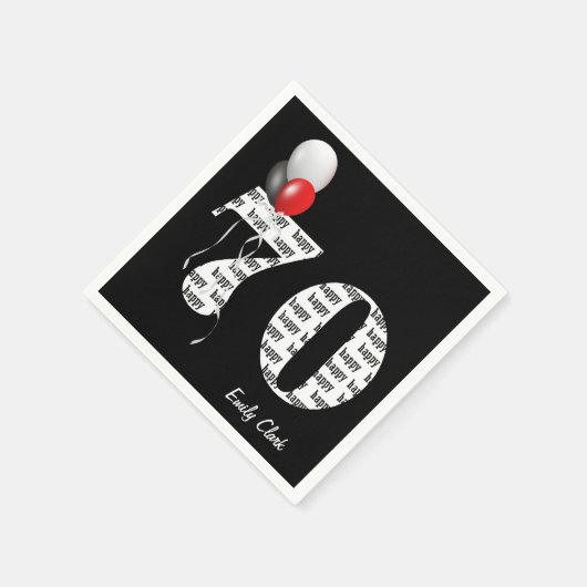 70e verjaardagsballonnen servet (Hoek)