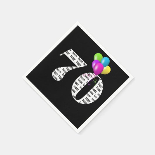 70e verjaardagsballonnen servet (Hoek)