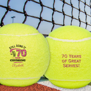 70e verjaardagscadeau voor haar - 70 en nog steeds tennisballen