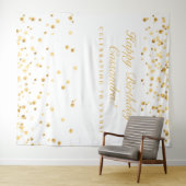 70e verjaardagsdecoratie, witte en gouden photoboo wandkleed (In Situ (horizontaal))