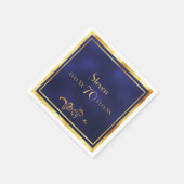 70e verjaardagsfeest blauwe gouden mannen man servet (Hoek)