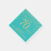 70e verjaardagsfeest Blauwgroen en gouden diamante Servet (Hoek)