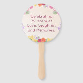 70e Verjaardagsfeest Bloemen Modern 70 Mijlpaal Handwaaier (Achterkant)