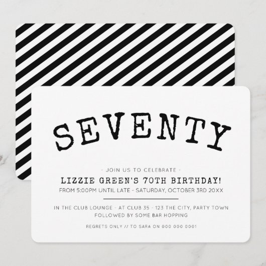 70E verjaardagsfeest eenvoudig modern minimalistis Kaart (Voorkant / Achterkant)