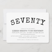 70E verjaardagsfeest eenvoudig modern minimalistis Kaart (Voorkant)