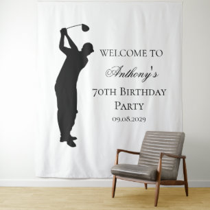 70e verjaardagsfeest Elegante golfer Welkom Wandkleed