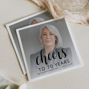 70e verjaardagsfeest Foto Black Script Cheers Servet