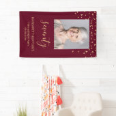 70e Verjaardagsfeest Foto Gold Confetti Bourgogne Spandoek (Insitu)