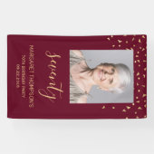 70e Verjaardagsfeest Foto Gold Confetti Bourgogne Spandoek (Horizontaal)