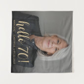 70e Verjaardagsfeest Foto Gold Script Cheers Wandkleed (Voorkant (horizontaal))