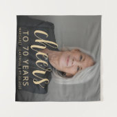 70e Verjaardagsfeest Foto Gold Script Cheers Wandkleed (Voorkant (horizontaal))