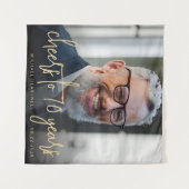 70e Verjaardagsfeest Foto Gold Script Cheers Wandkleed (Voorkant (horizontaal))