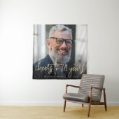 70e Verjaardagsfeest Foto Gold Script Cheers Wandkleed (In situ)