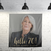 70e Verjaardagsfeest Foto Gold Script Cheers Wandkleed