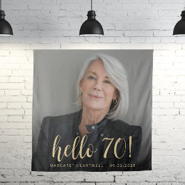 70e Verjaardagsfeest Foto Gold Script Cheers Wandkleed