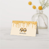 70e verjaardagsfeest gouden druppels plaatskaartje (Voorkant)