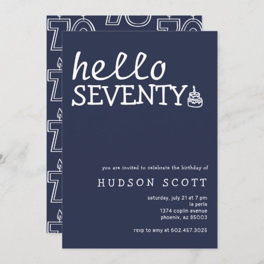 70e verjaardagsfeest Mannen Hallo Kaart (Voorkant / Achterkant)