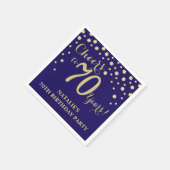 70e Verjaardagsfeest Marine Blauwe en Gouden Diama Servet (Hoek)