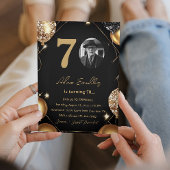 70e verjaardagsfeest met ballonnen en glitter kaart