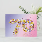 70e verjaardagsfeest, met bloemige letters kaart (Staand voorkant)