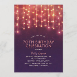 70e Verjaardagsfeest Moderne Glitter String Lights Kaart