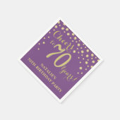70e verjaardagsfeest Paarse en gouden diamant Servet (Hoek)