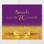 70e verjaardagsfeest paarse gouden boog sparkling wijnetiket (Enkel label)