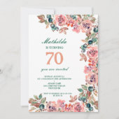 70e verjaardagsfeest pastel bloemen kleurrijk kaart (Voorkant)