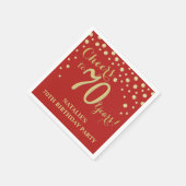 70e Verjaardagsfeest Rood en Goud Diamanten Servet (Hoek)