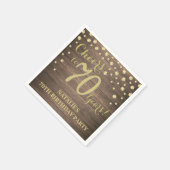 70e verjaardagsfeest rustiek hout en gouden diaman servet (Hoek)