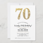 70E VERJAARDAGSFEEST UITNODIGEN moderne gouden gli Kaart (Voorkant)