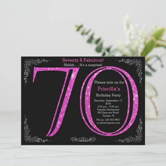 70e, Verjaardagsfeest, Zeventig, Gatsby, zwart zil Kaart (Staand voorkant)