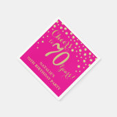 70e verjaardagsfeest zwart en hete roze diamant servet (Hoek)