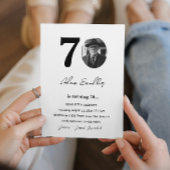 70e verjaardagsfeest zwart-wit kaart