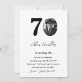 70e verjaardagsfeest zwart-wit kaart (Voorkant)
