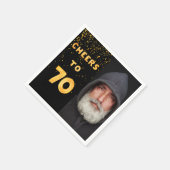 70e verjaardagsfeest zwarte gouden foto servet (Hoek)