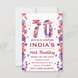 70e verjaardagsfeestje 4e van juli kaart