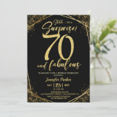 70e verjaardagsfeestje 70 Fabulous Zwart Goud Glit Kaart (Staand voorkant)