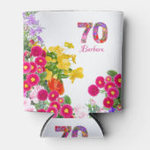 70e verjaardagsfeestje bloemboeket koelbox blikjeskoeler (Voorkant)