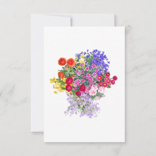 70e verjaardagsfeestje bloemenboeket dank u kaart (Achterkant)