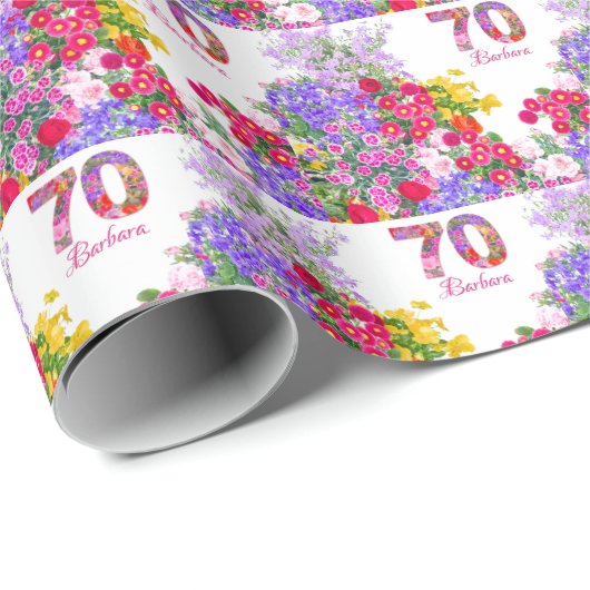 70e verjaardagsfeestje bloemenboeket inpakpapier (Rol Hoek)