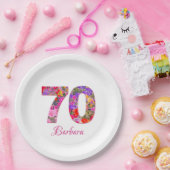 70e verjaardagsfeestje bloemenkleurige papieren bo papieren bordje (Feest)