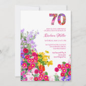 70e verjaardagsfeestje bloemenkleurrijke uitnodigi kaart (Voorkant)