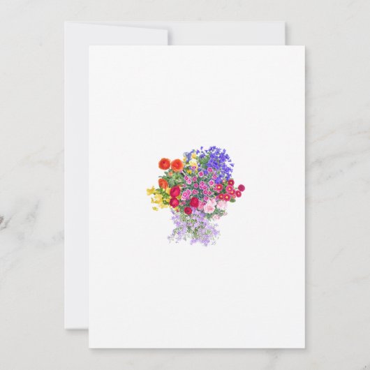 70e verjaardagsfeestje bloemenkleurrijke uitnodigi kaart (Achterkant)