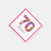 70e verjaardagsfeestje bloemenroze lijsten servett servet (Hoek)