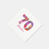 70e verjaardagsfeestje bloemenroze paarse servette servet (Hoek)