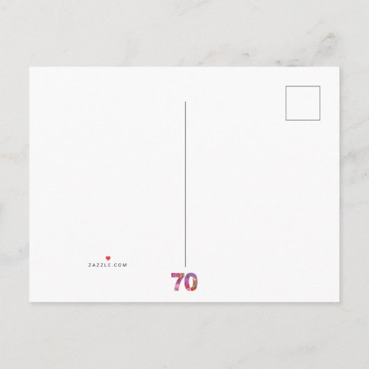 70e verjaardagsfeestje Bloemenuitnodiging briefkaa Uitnodiging Briefkaart (Achterkant)