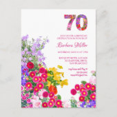 70e verjaardagsfeestje Bloemenuitnodiging briefkaa Uitnodiging Briefkaart (Voorkant)