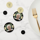 70e Verjaardagsfeestje confetti met foto in zwart (Groep)