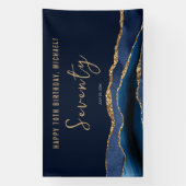 70e verjaardagsfeestje Elegant Navy Blue Gold Agaa Spandoek (Verticaal)